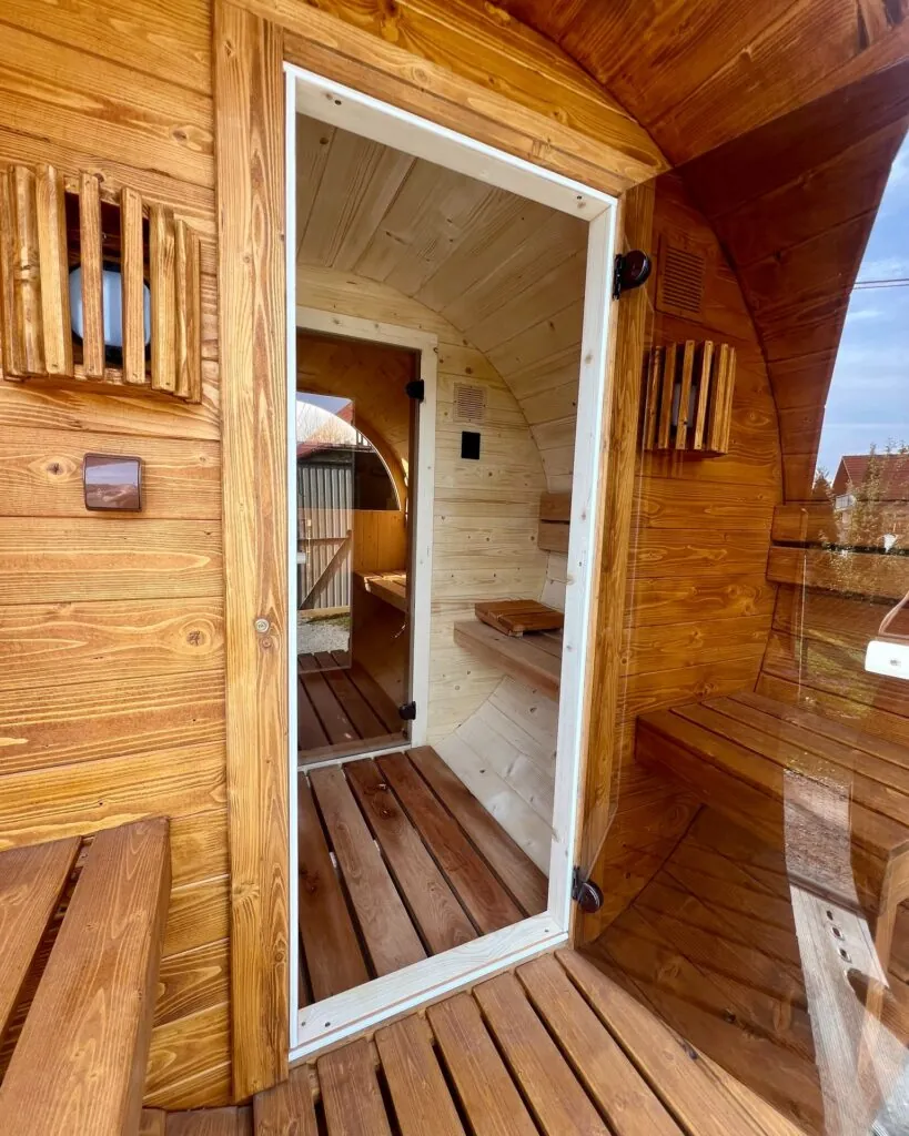 Sauna beczka z przedsionkiem