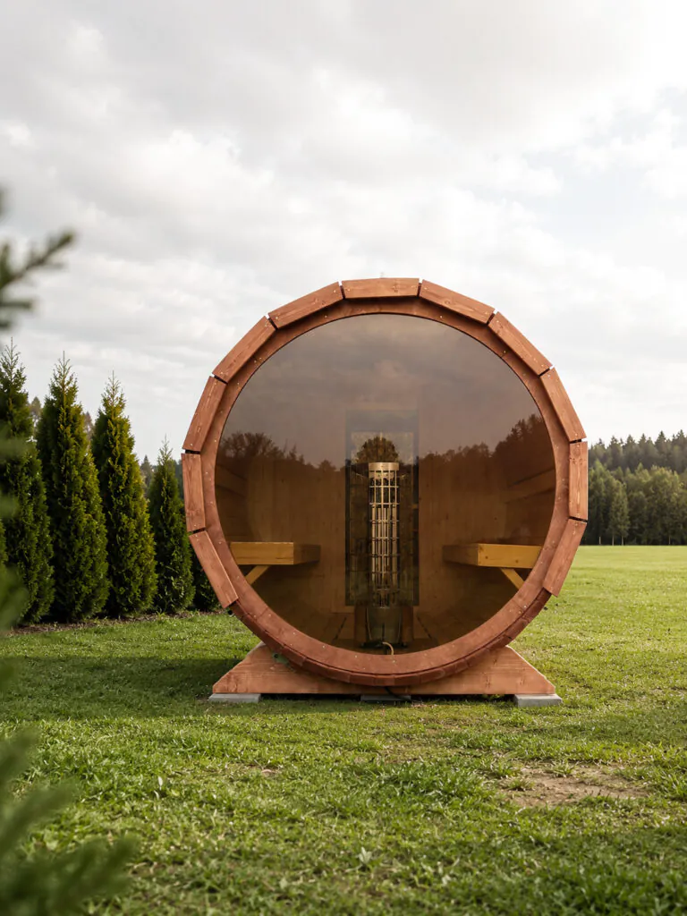 Sauna beczka z pełnym przeszkleniem